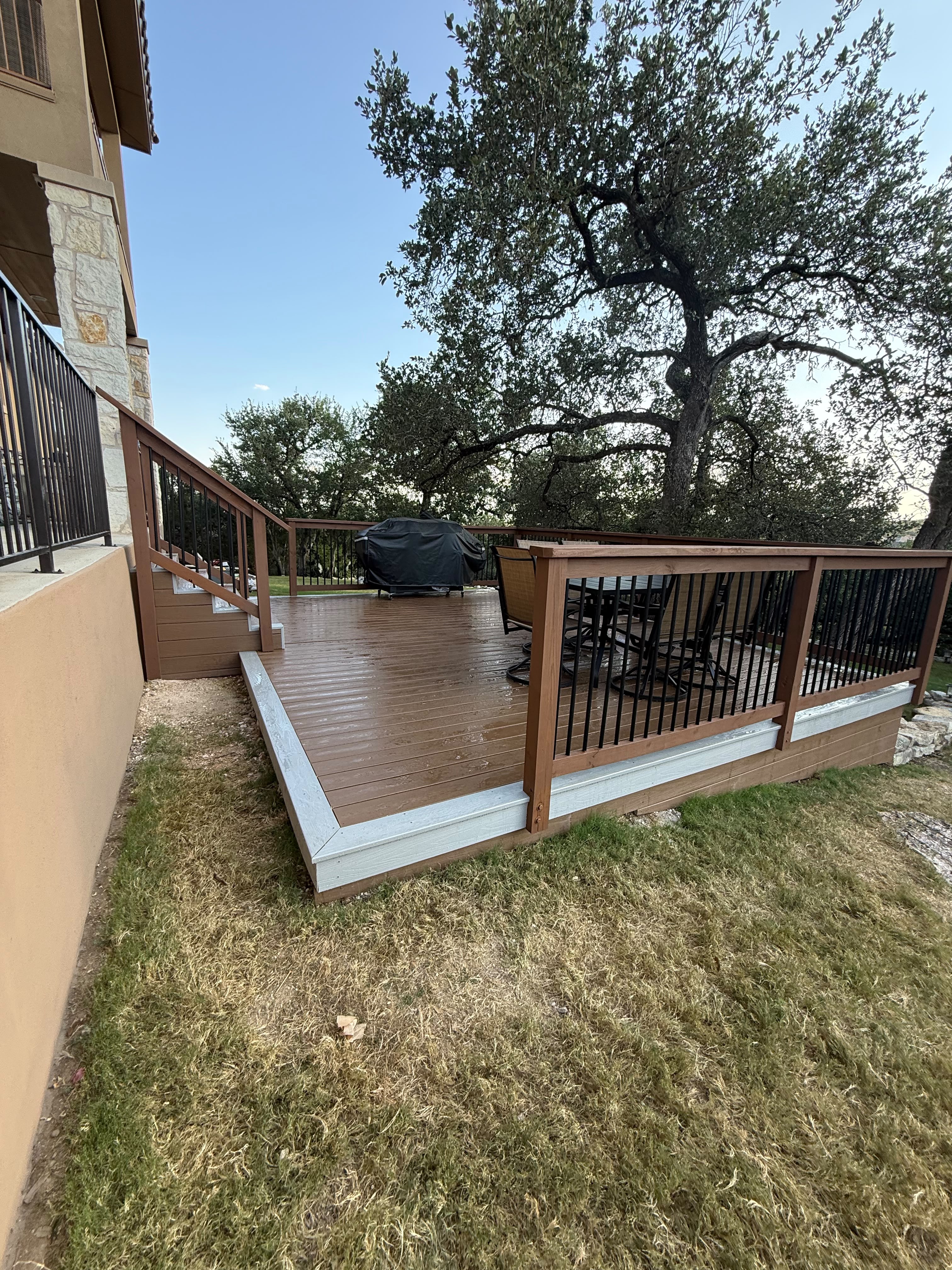 Custom composite deck, built by Risen Remodeling in New Braunfels, TX