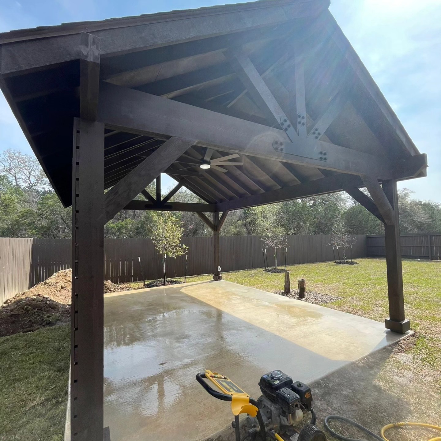 Custom patio cover and pavilion by Risen Remodeling in New Braunfels TX