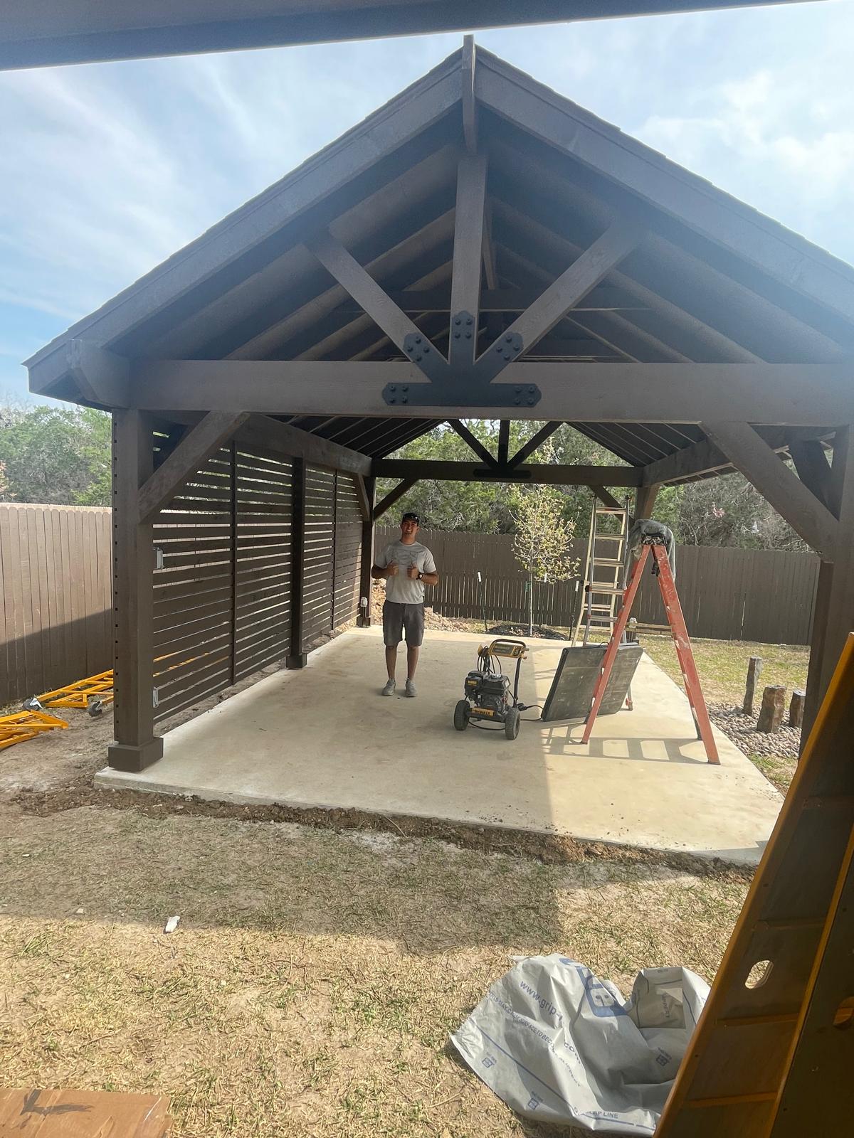 Wood gazebo construction in progress by Risen Remodeling
